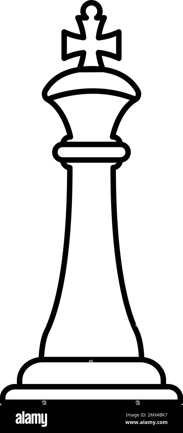 Icona a forma di matita del re degli scacchi. Pezzo da gioco Illustrazione Vettoriale
