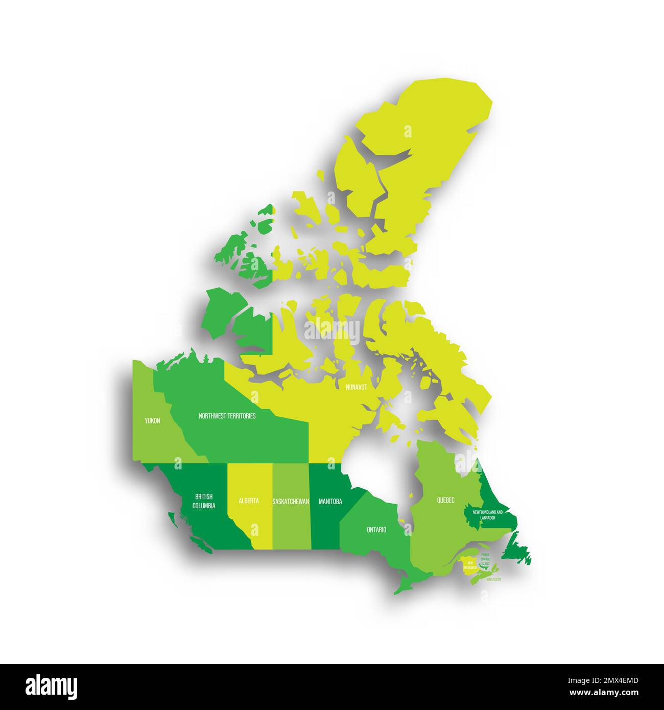 Mappa politica del Canada delle divisioni amministrative Illustrazione Vettoriale