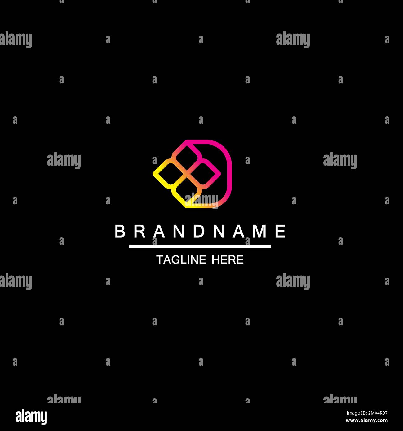 D Letter Initial Flower Bud Logo Design. Illustrazione di D Letter Simple Tulip Flower. Progettazione vettoriale. Illustrazione Vettoriale