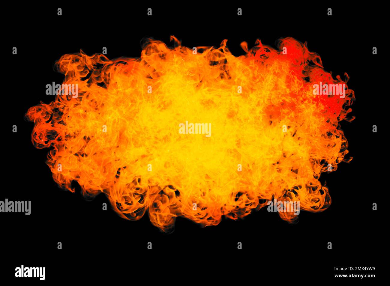 pila di fiamme su sfondo nero Foto Stock