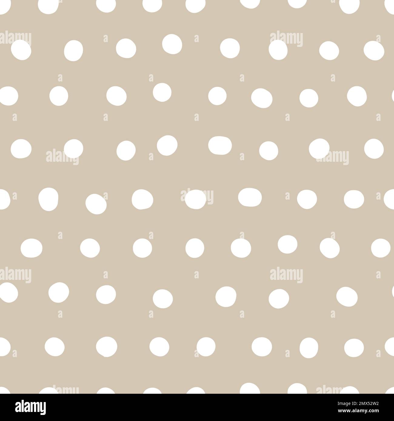 Motivo a pois neutro senza cuciture. Cerchi bianchi disegnati a mano su sfondo beige. Linee astratte di ornamento punti. Illustrazione del vettore boho per wal Illustrazione Vettoriale