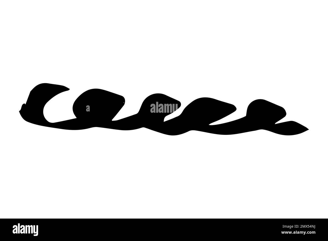 Arricciamento dell'onda del dentello vettoriale. Tratto di pennello a scorrimento di colore nero isolato su sfondo bianco. Illustrazione di pennarelline disegnate a mano per stampe estive, tessuti Illustrazione Vettoriale