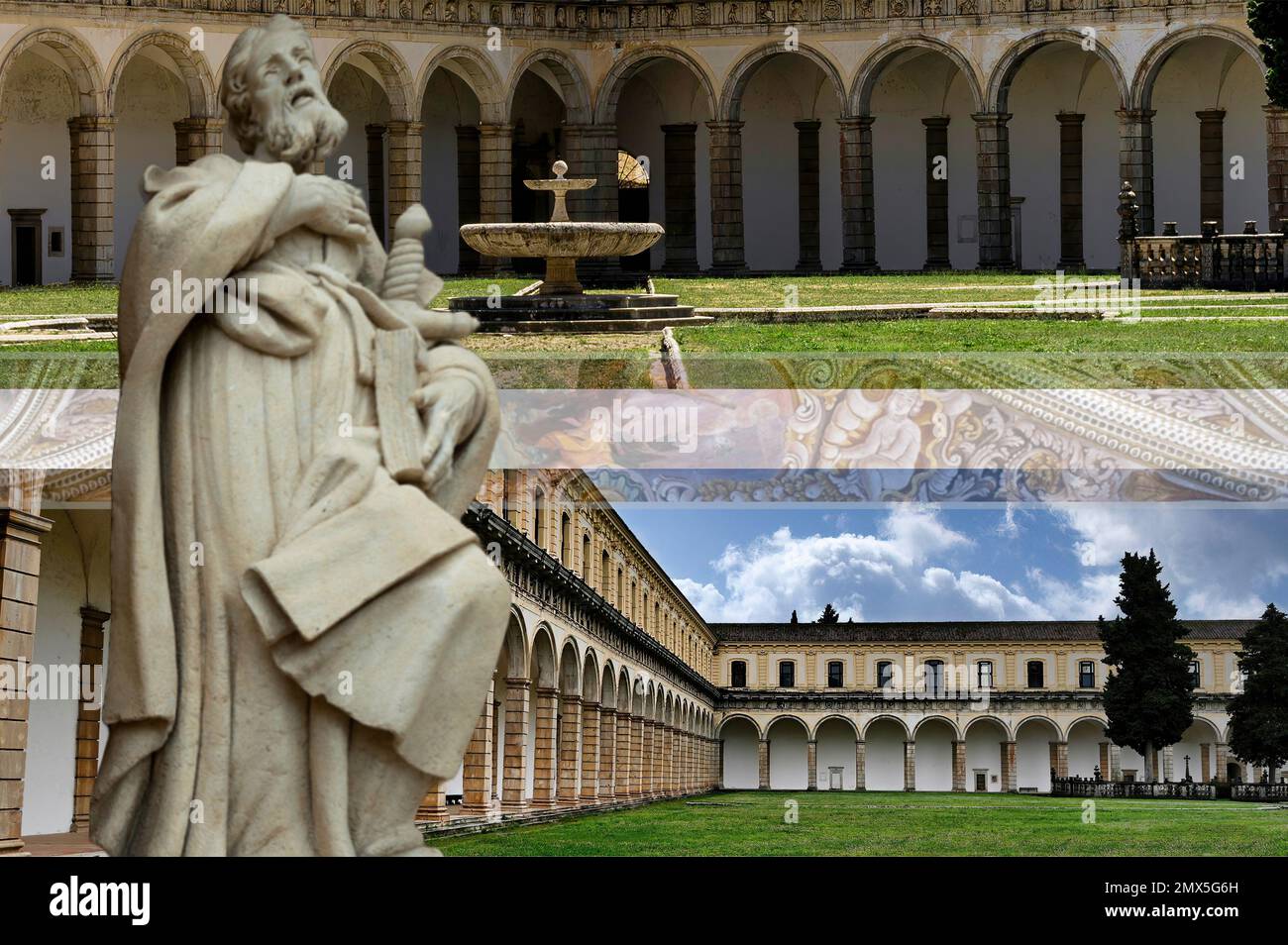 La Certosa di San Lorenzo (Padula) è il più grande monastero dell'Italia meridionale, famoso per la sua magnificenza architettonica e i suoi tesori artistici. Foto Stock