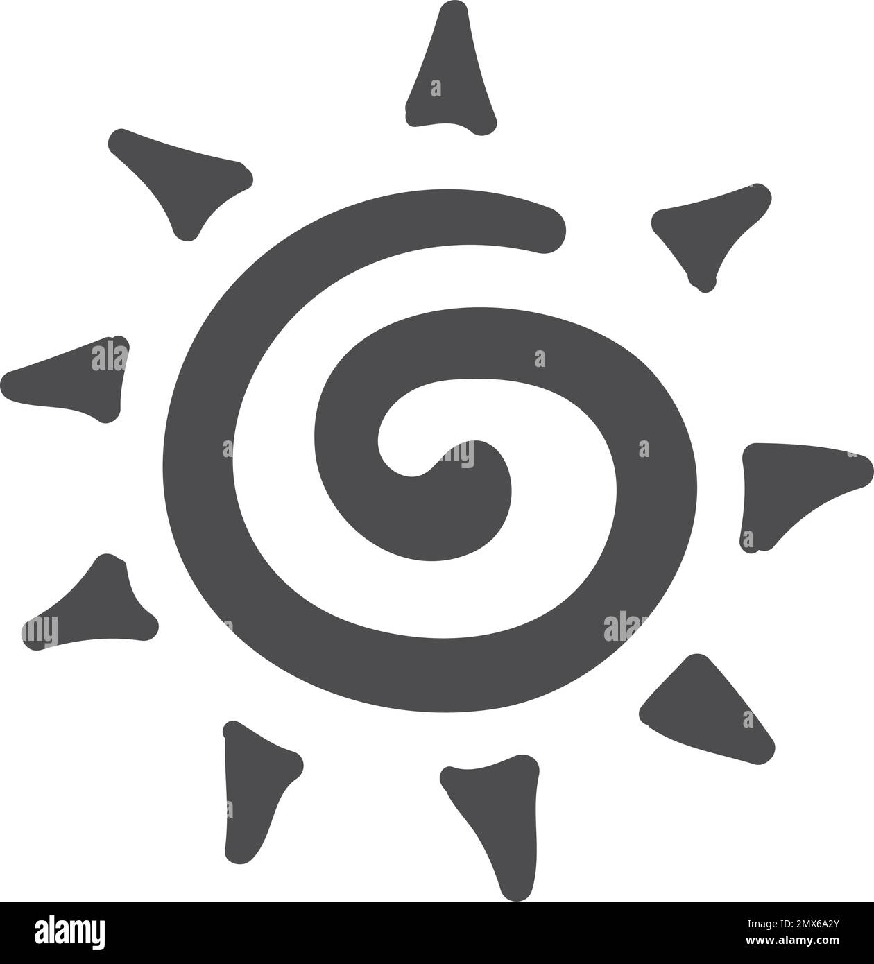 Simbolo decorativo del sole. Turbolenza nera. Simbolo del cielo splendente Illustrazione Vettoriale