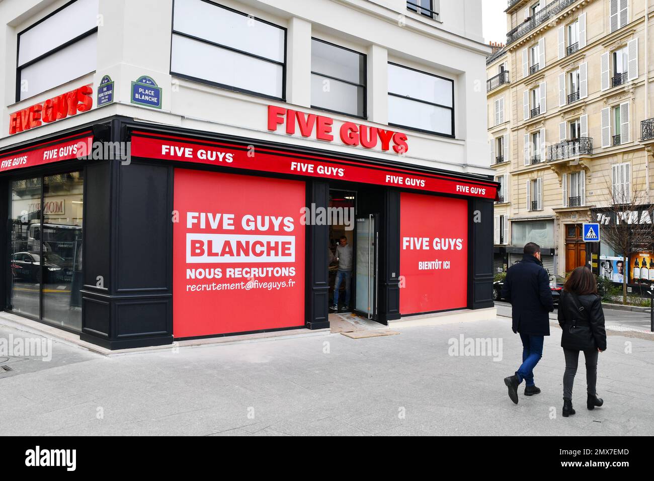 Five Guy's Restaurant prima dell'apertura a Parigi - Francia Foto Stock