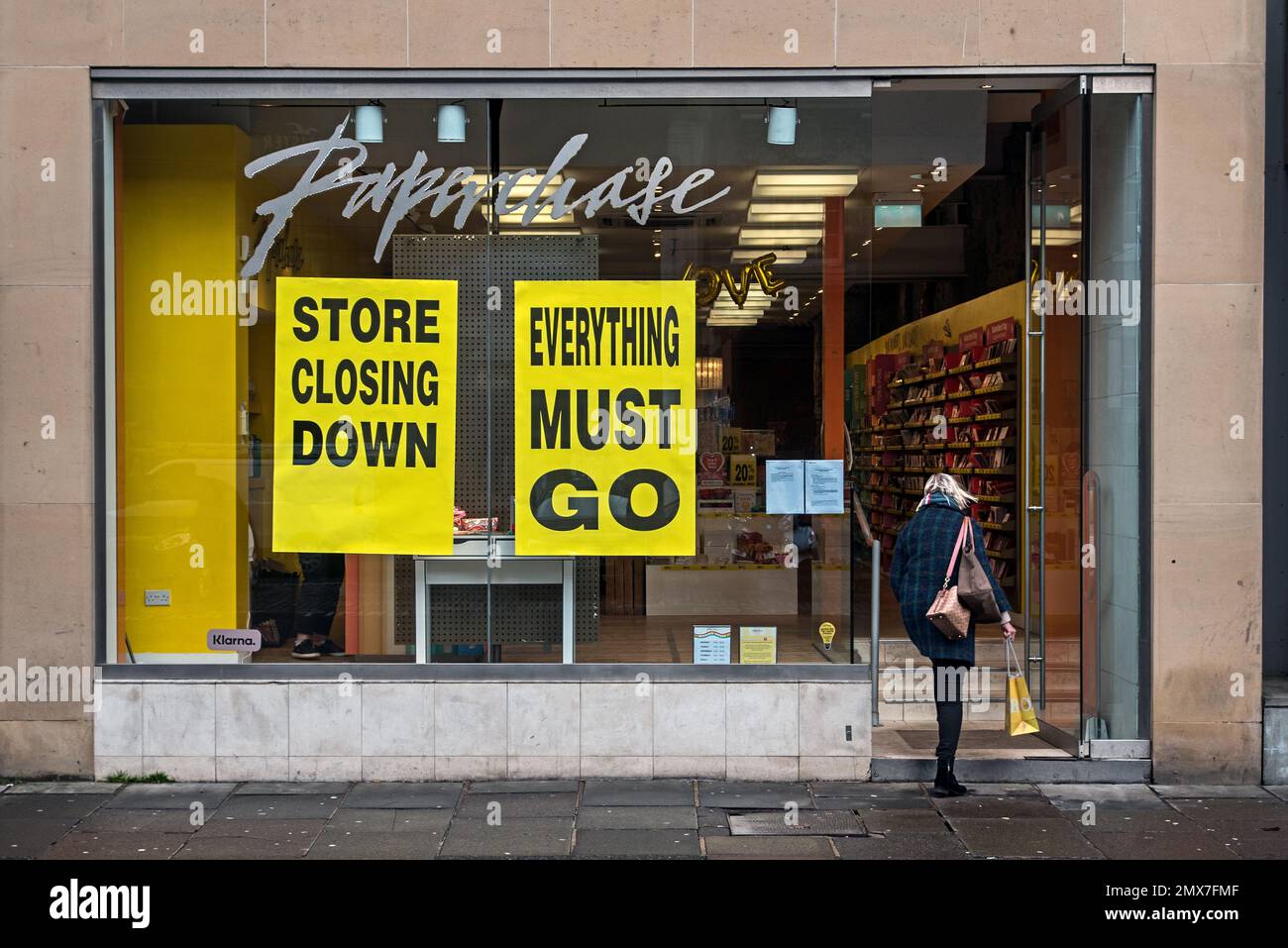 Negozio Paperchase su George Street a Edimburgo che chiude dopo essere entrato in amministrazione ed essere stato acquisito da Tesco. Foto Stock