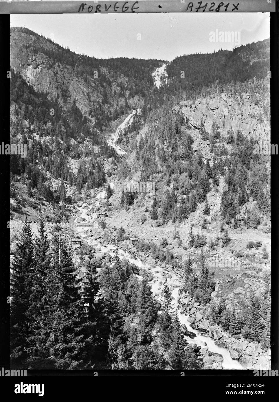 Rjukan, Norvège la Route de Rjukan à saaheim , 1910 - viaggio di Albert Kahn e Auguste Léon in Scandinavia - (9 agosto - 14 settembre) Foto Stock