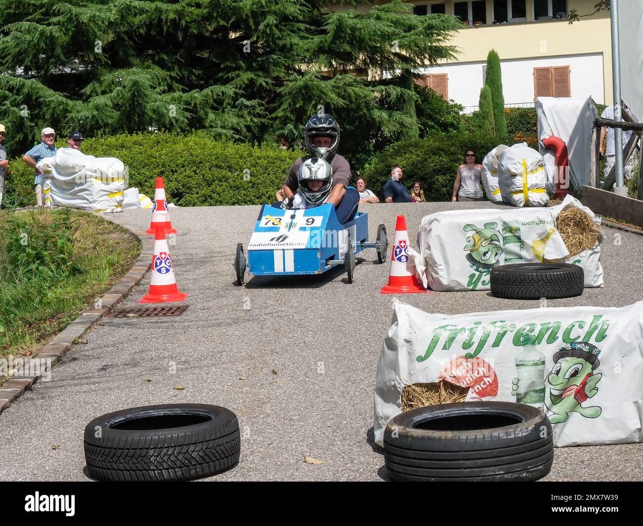 Avegno, Svizzera - 22 settembre 2018: Campionato svizzero SOAP Box racing Foto Stock