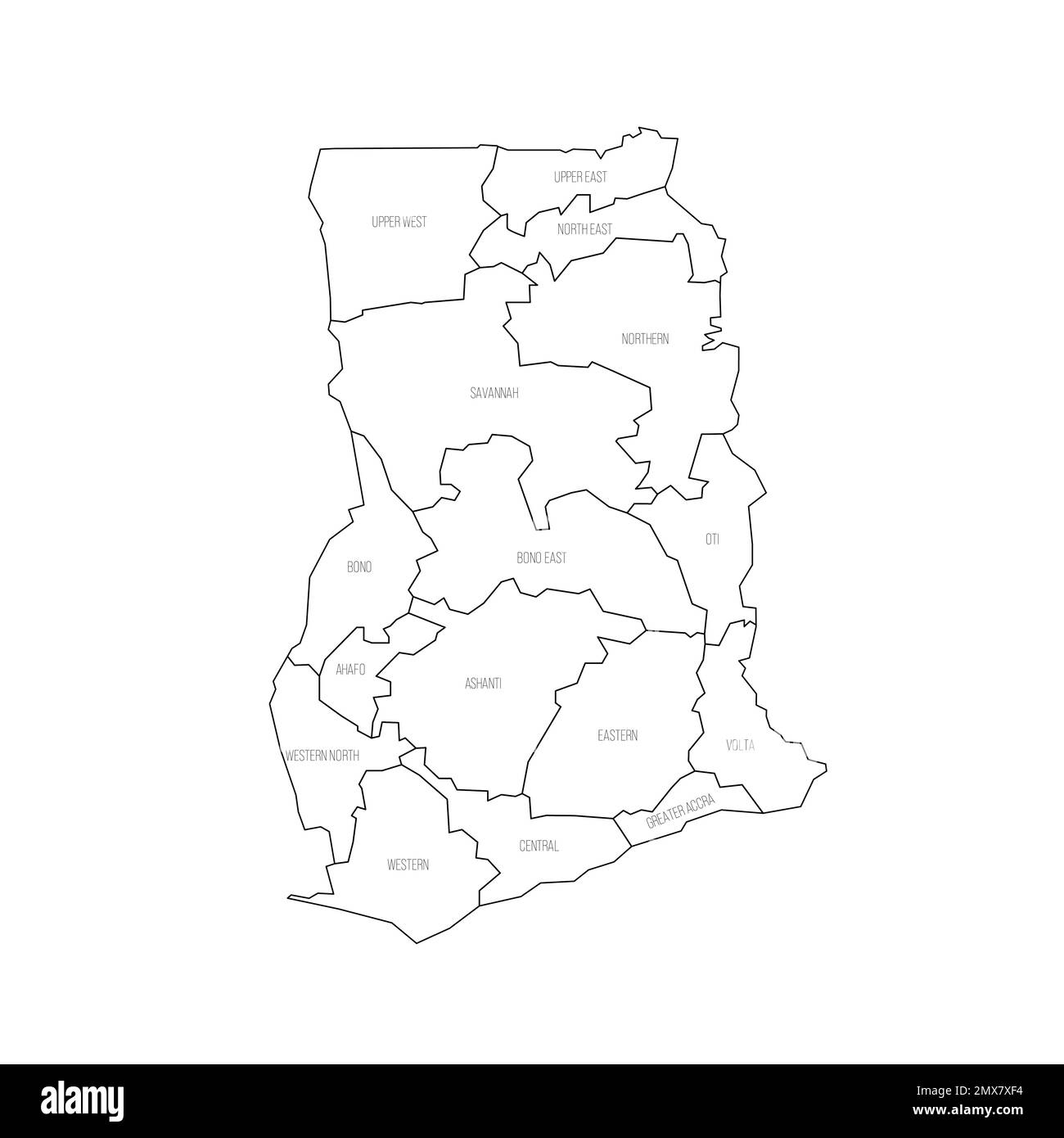 Ghana mappa politica delle divisioni amministrative Illustrazione Vettoriale