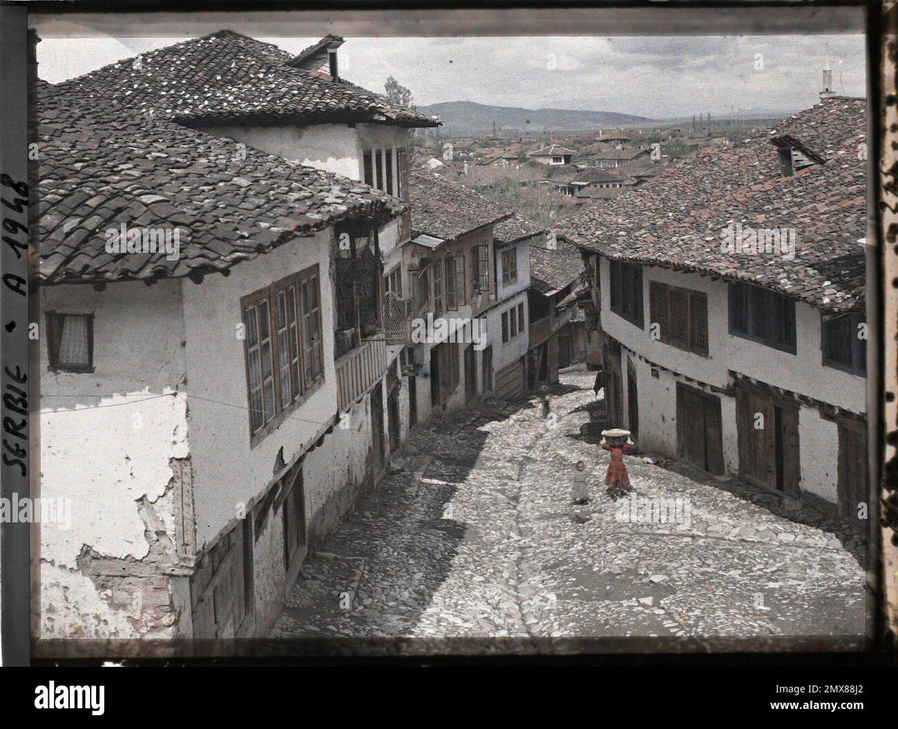 Prizren, Kosovo, Serbie Rue You Quarter Serb , 1913 - Balcani - Jean Brunhes e Auguste Léon - (aprile 23 - giugno 9) Foto Stock