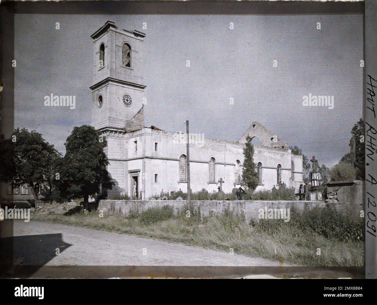 Balschwiller, Alsazia, Francia la chiesa , 1917 - Alsazia - Paul Castelnau (sezione fotografica degli eserciti) - (giugno) Foto Stock