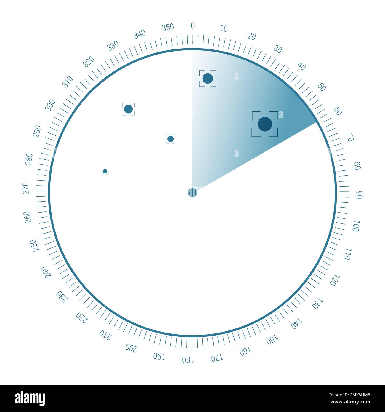 Sfondo dello schermo del radar. Illustrazione del sonar vettoriale. Sistema di scansione militare. Illustrazione Vettoriale