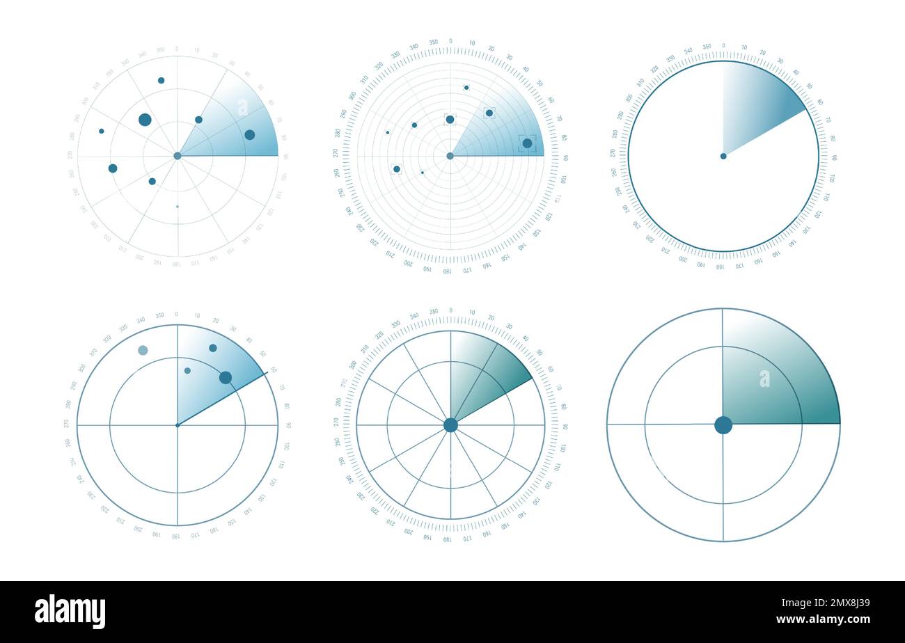 Sfondo dello schermo del radar. Illustrazione del sonar vettoriale. Sistema di scansione militare. Illustrazione Vettoriale