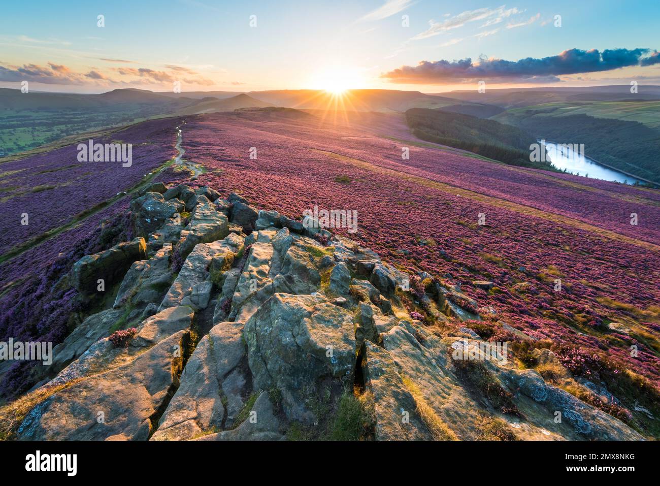 Tramonto a Win Hill - Peak District U.K Foto Stock