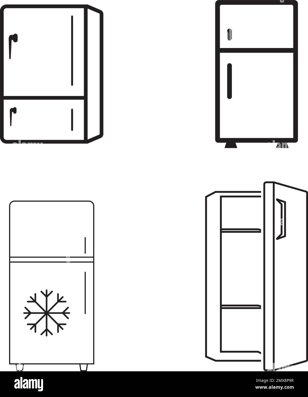 Icona frigorifero. Icona vettore dispositivo. Vettore icona frigorifero. Frigorifero dal design sottile. Immagine vettoriale. Illustrazione Vettoriale