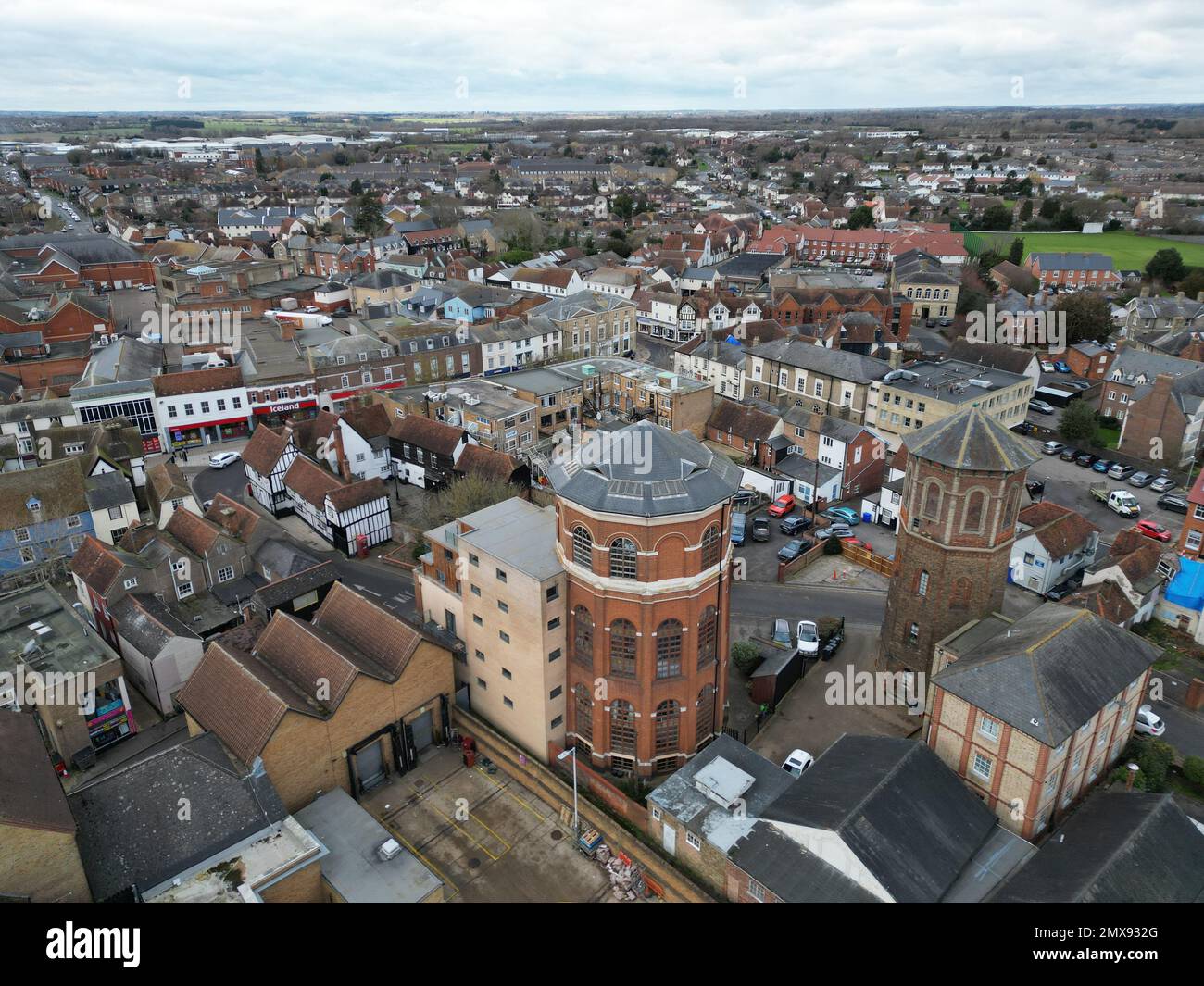 Braintree città in Essex UK Drone, aereo, vista dall'aria, vista dall'alto, Foto Stock