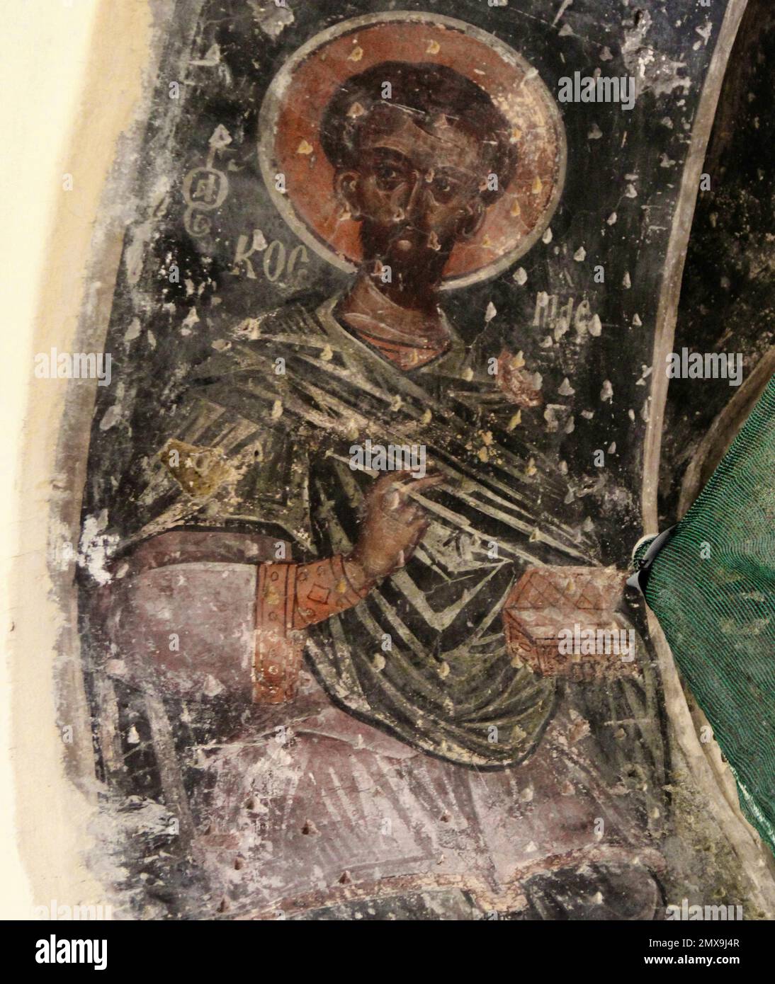 Affreschi raffiguranti la famosa chiesa bizantina dei Santi Apostoli di Solaki, situata nell'antica Agorà di Atene in Grecia. Foto Stock