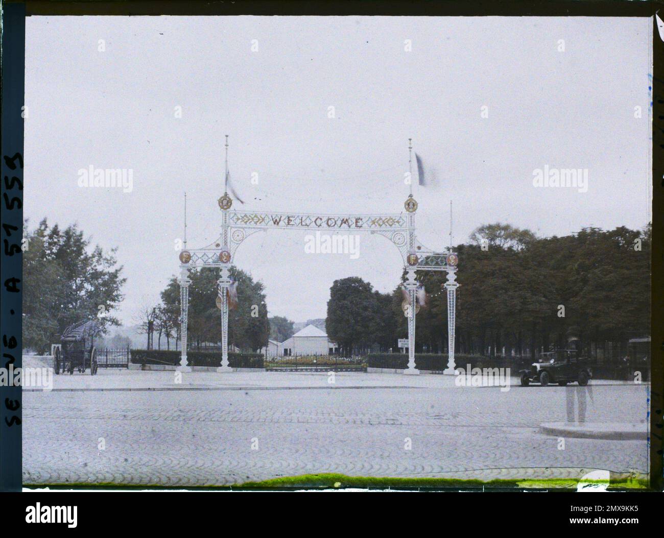 Parigi (8th arr.), Francia Addobbi Cours-la-Reine per il 9th° Congresso della Legione americana (Legione americana) , Foto Stock