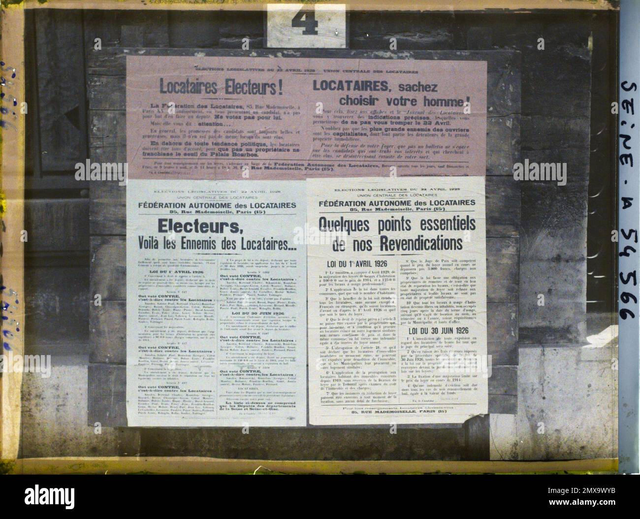 Parigi, Francia si esibiscono per le elezioni legislative del 22 e 29 aprile, federazione autonoma degli inquilini, Foto Stock