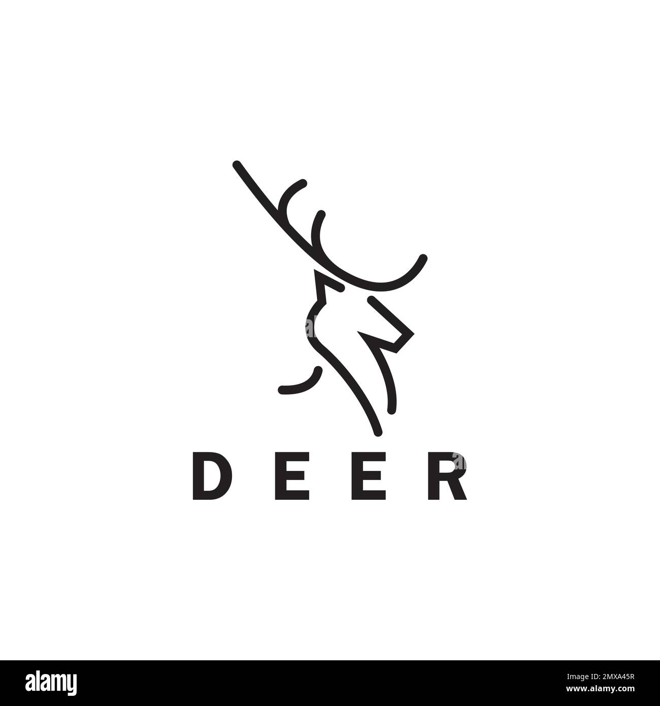 Modello vettoriale di disegno di logo di cervo monolina Illustrazione Vettoriale