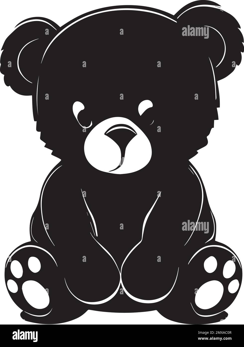 Logo in monocroma con orsacchiotto e orsacchiotto Illustrazione Vettoriale