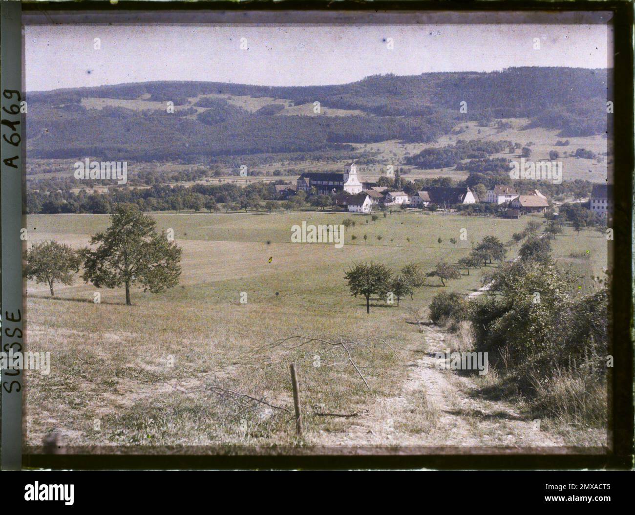 Metzerlen-Marianstein, suissue panorama The Mutering-marrastin , 1912 - Svizzera - Auguste Léon e Cesare calciati (giugno 30 - luglio 4) Foto Stock