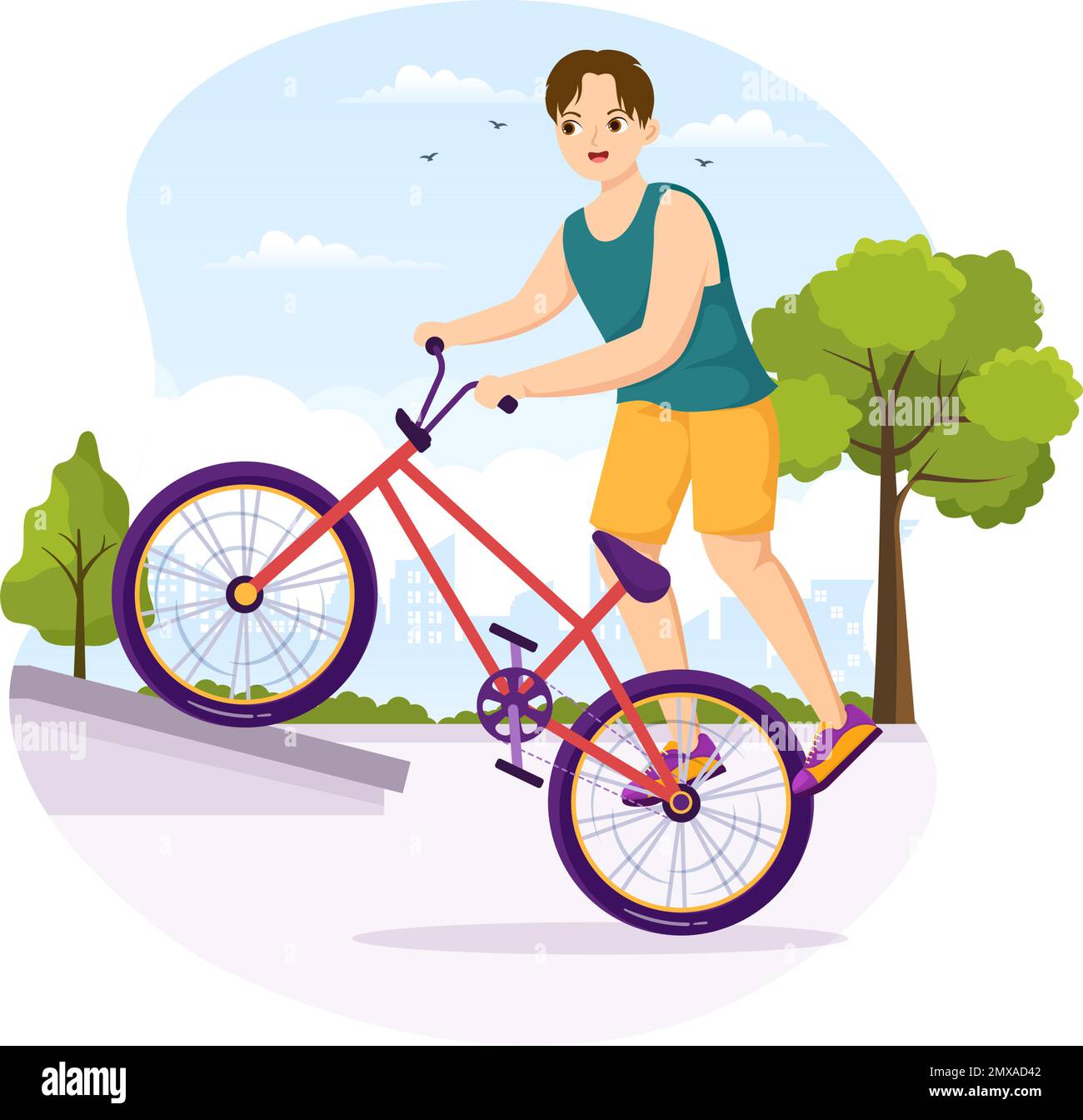 BMX Bicycle Sport Illustrazione con i giovani biciclette Equitazione per  Banner Web o Landing Page in Flat Cartoon Hand Drawing background Template  Immagine e Vettoriale - Alamy