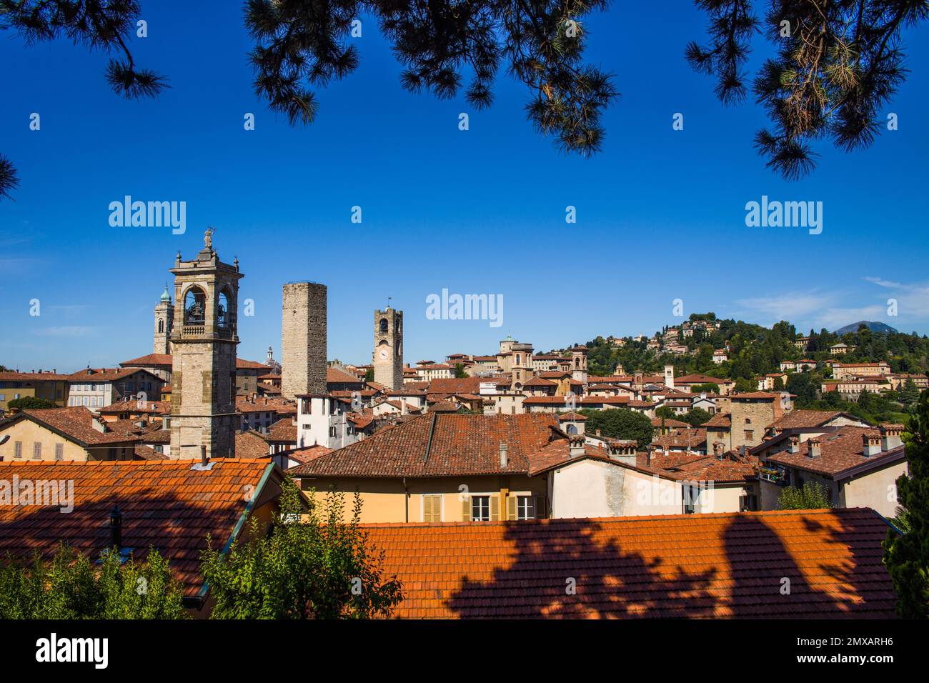Panorama Bergamo, Lombardia, Italia, Bergamo, Lombardia, Italia Foto Stock