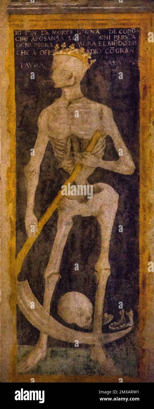 Rappresentazione della morte, Oratorio completamente affrescato di Santa Maria in Solario, edificio romanico, Santa Giulia, Museo Civico, Brescia, Lombardia, Italia Foto Stock