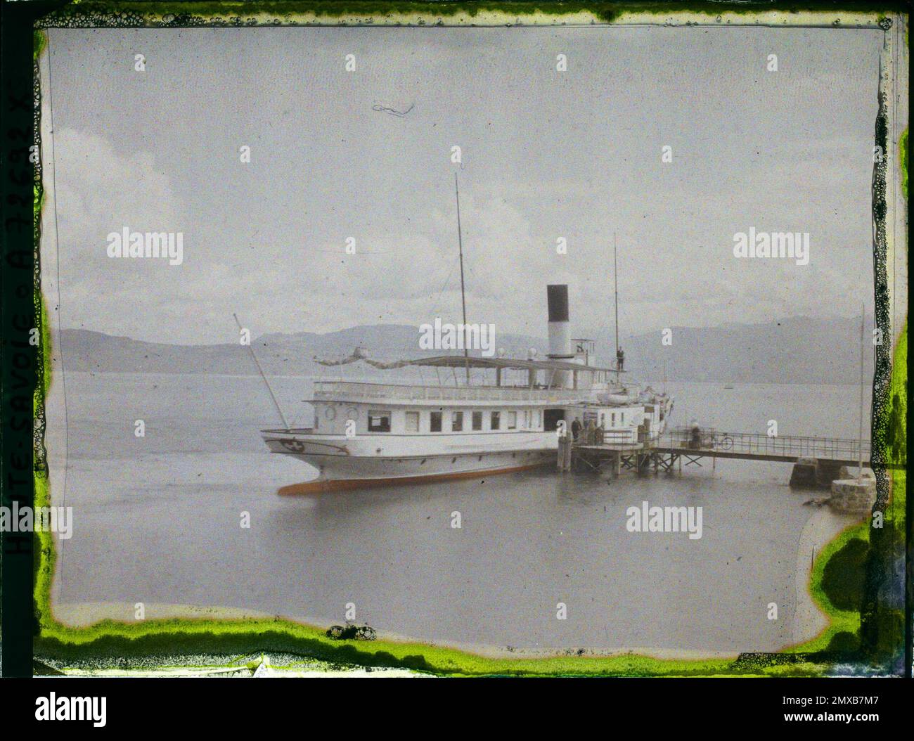 Lago di Ginevra, Francia Barca italiana Aube Baundom a Quai , 1930 - alta Savoia - Stéphane Passet - (agosto 10 - agosto 22) Foto Stock