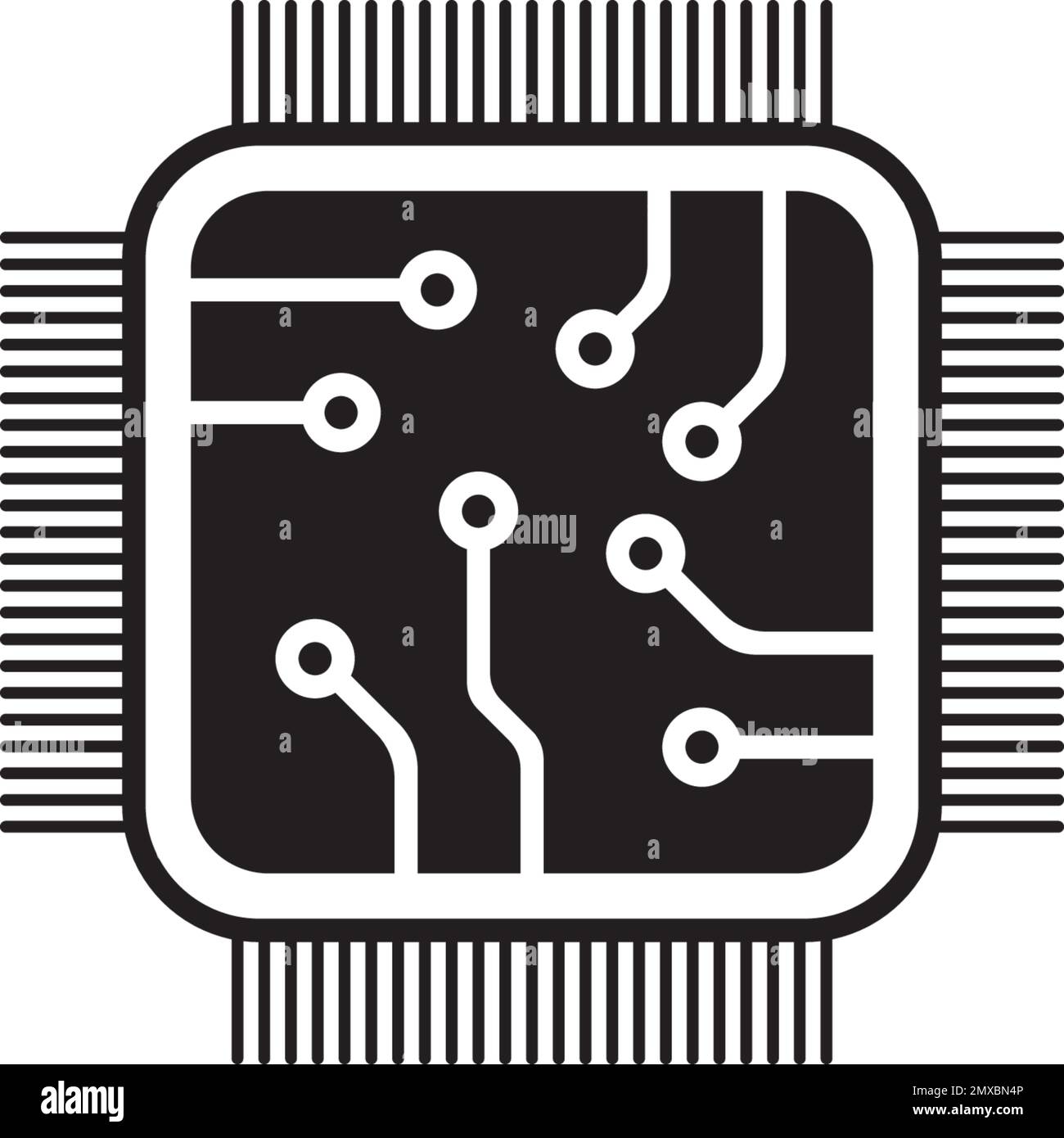 disegno di illustrazione dell'icona vettoriale del processore del chip Illustrazione Vettoriale