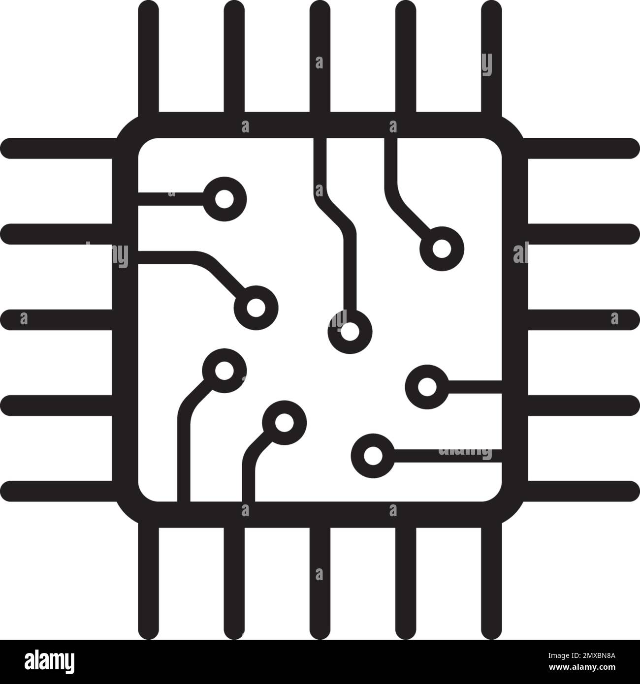 disegno di illustrazione dell'icona vettoriale del processore del chip Illustrazione Vettoriale