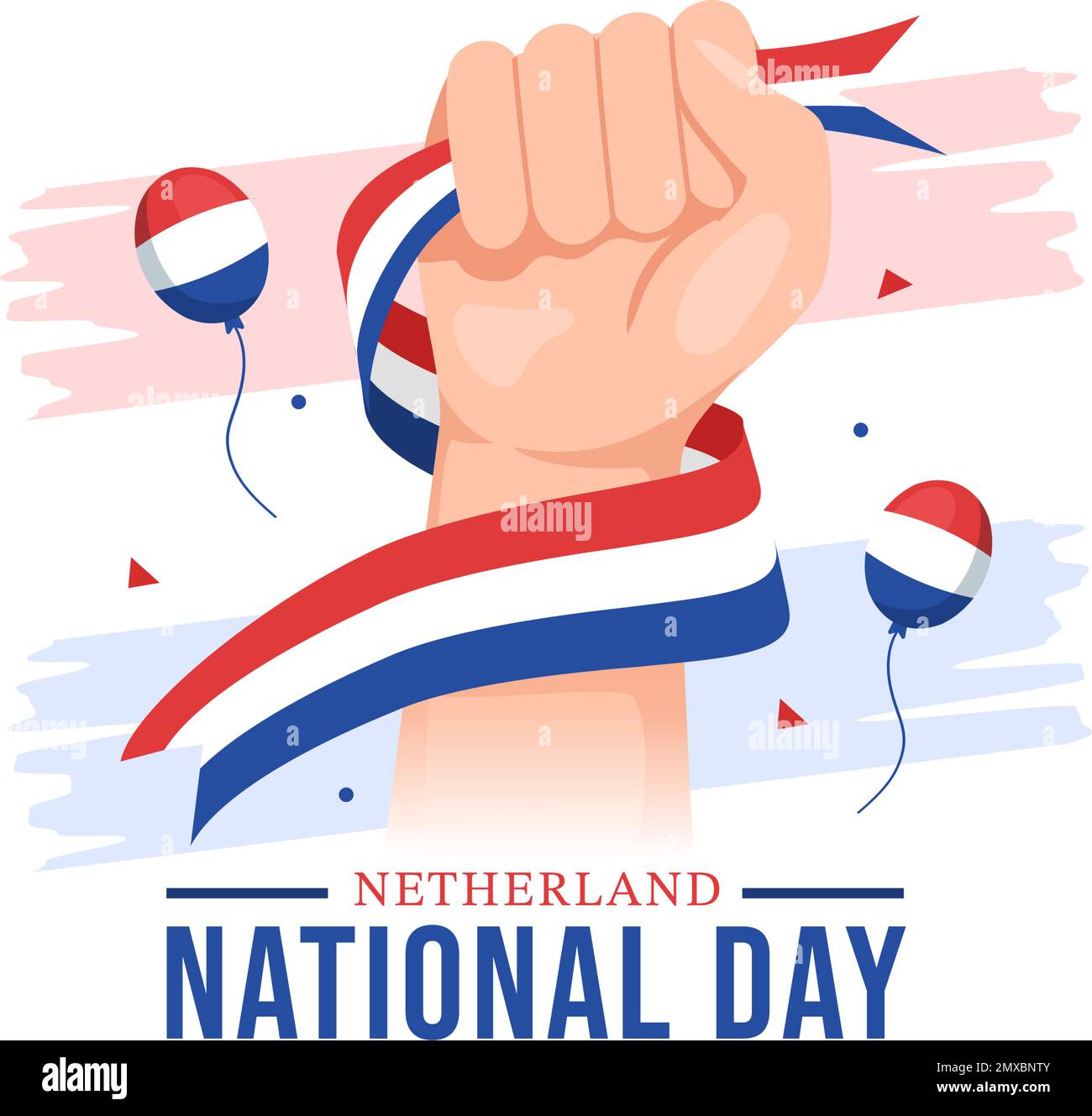 Happy Netherland National Day Illustration con bandiera olandese per banner Web o landing page in Cartoon Flat modelli disegnati a mano Illustrazione Vettoriale