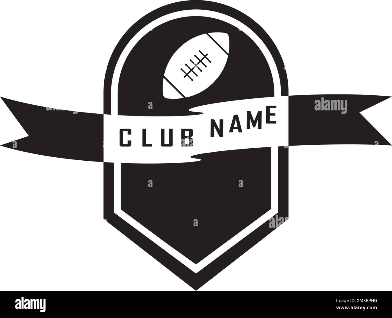 Modello di logo con disegno vettoriale Rugby. Illustrazione Vettoriale