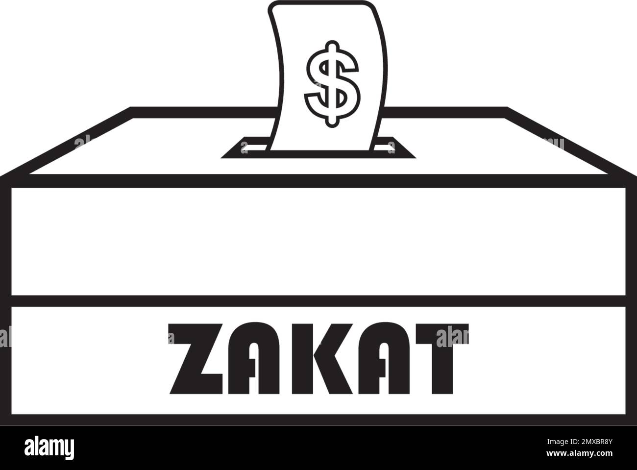 Simbolo dell'icona di Zakat. Money Box isolato di alta qualità in stile trendy. Illustrazione Vettoriale