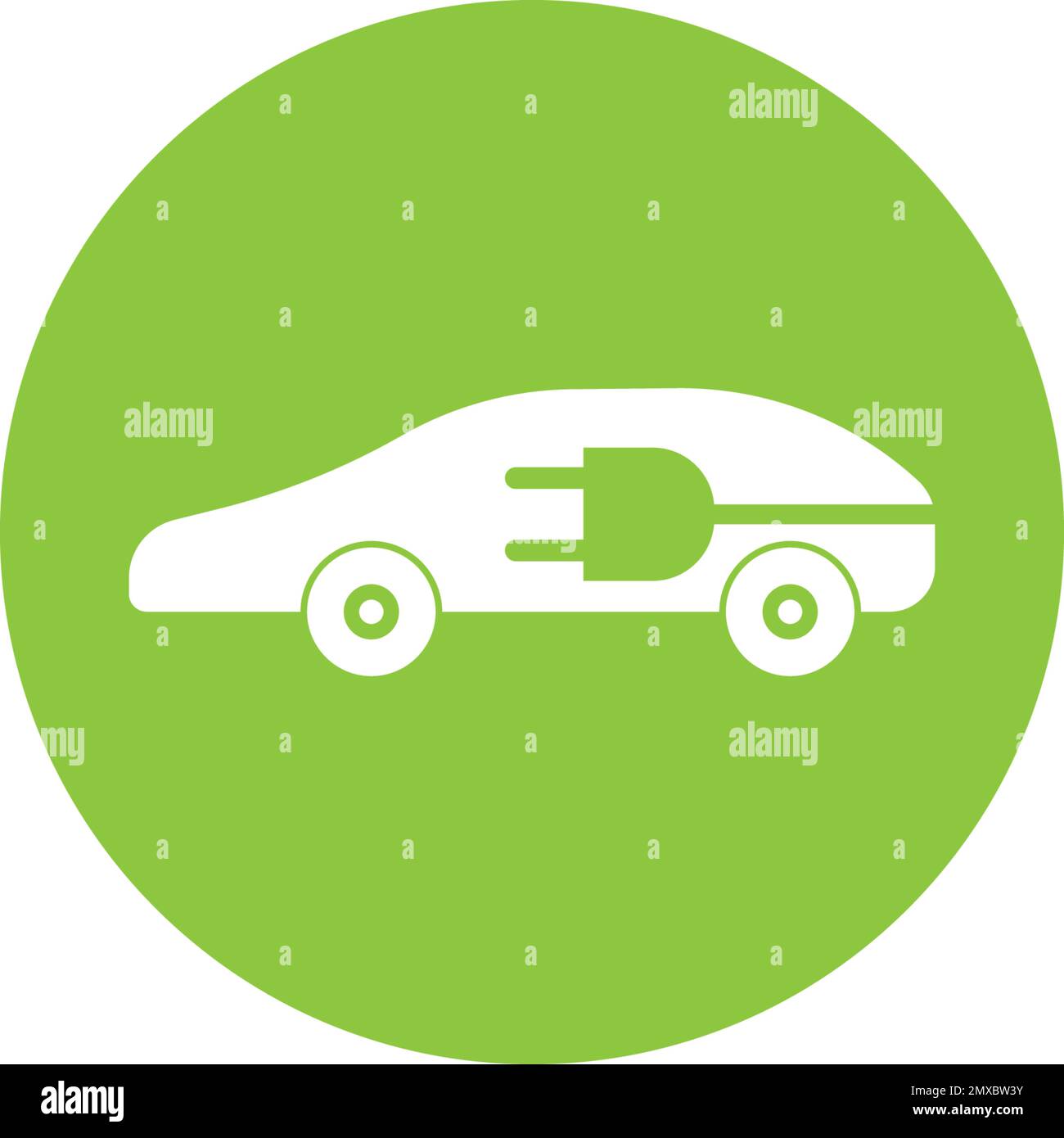 Icona dell'auto elettrica. Simbolo di ricarica della spina del cavo elettrico. Illustrazione vettoriale. Illustrazione Vettoriale