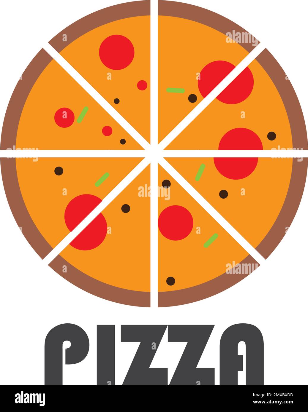 Disegno di illustrazione vettoriale icona pizza Illustrazione Vettoriale