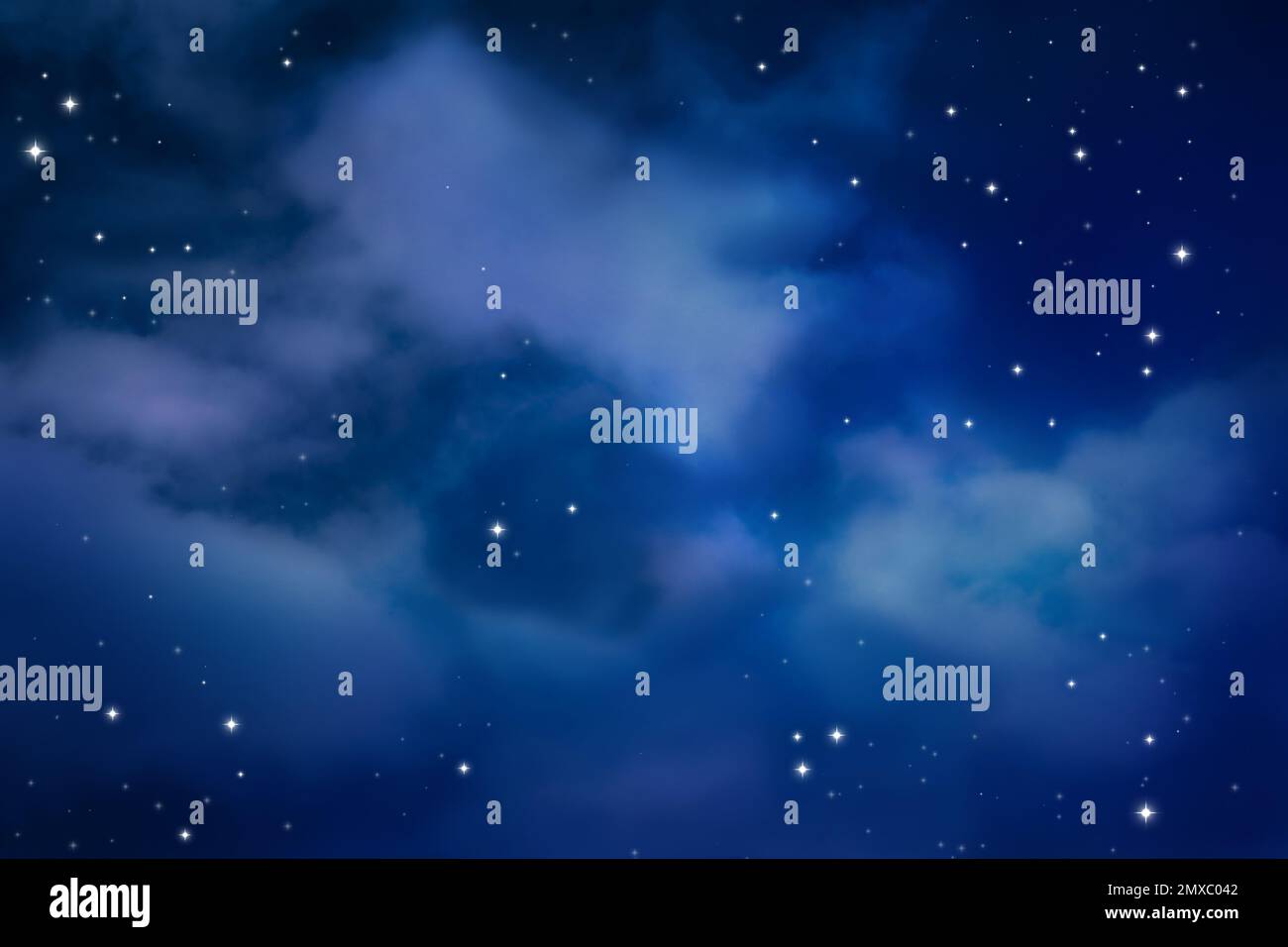 Bella vista del cielo stellato con le nuvole di notte Foto Stock