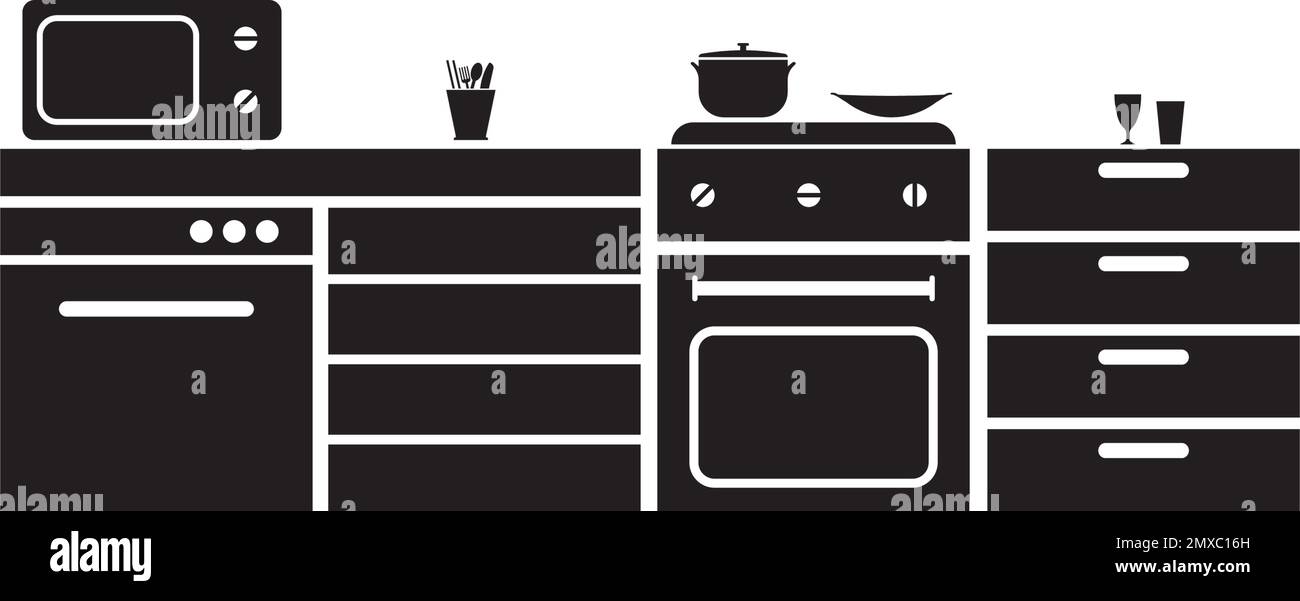 Mobili cucina icona vettore, illustrazione logo design. Illustrazione Vettoriale