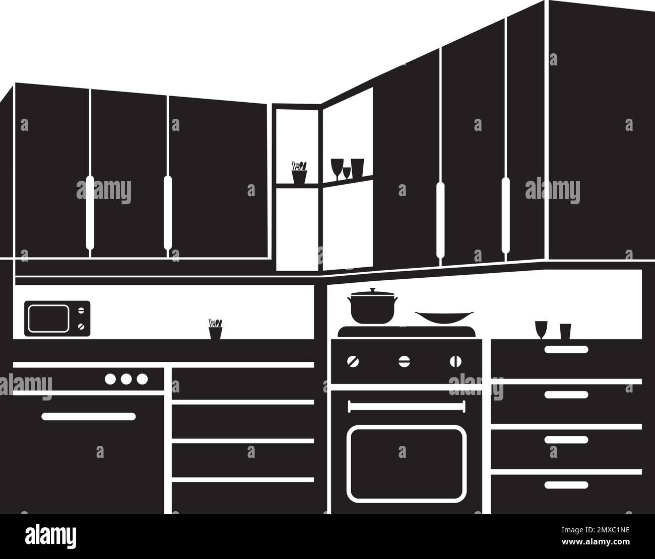 Mobili cucina icona vettore, illustrazione logo design. Illustrazione Vettoriale