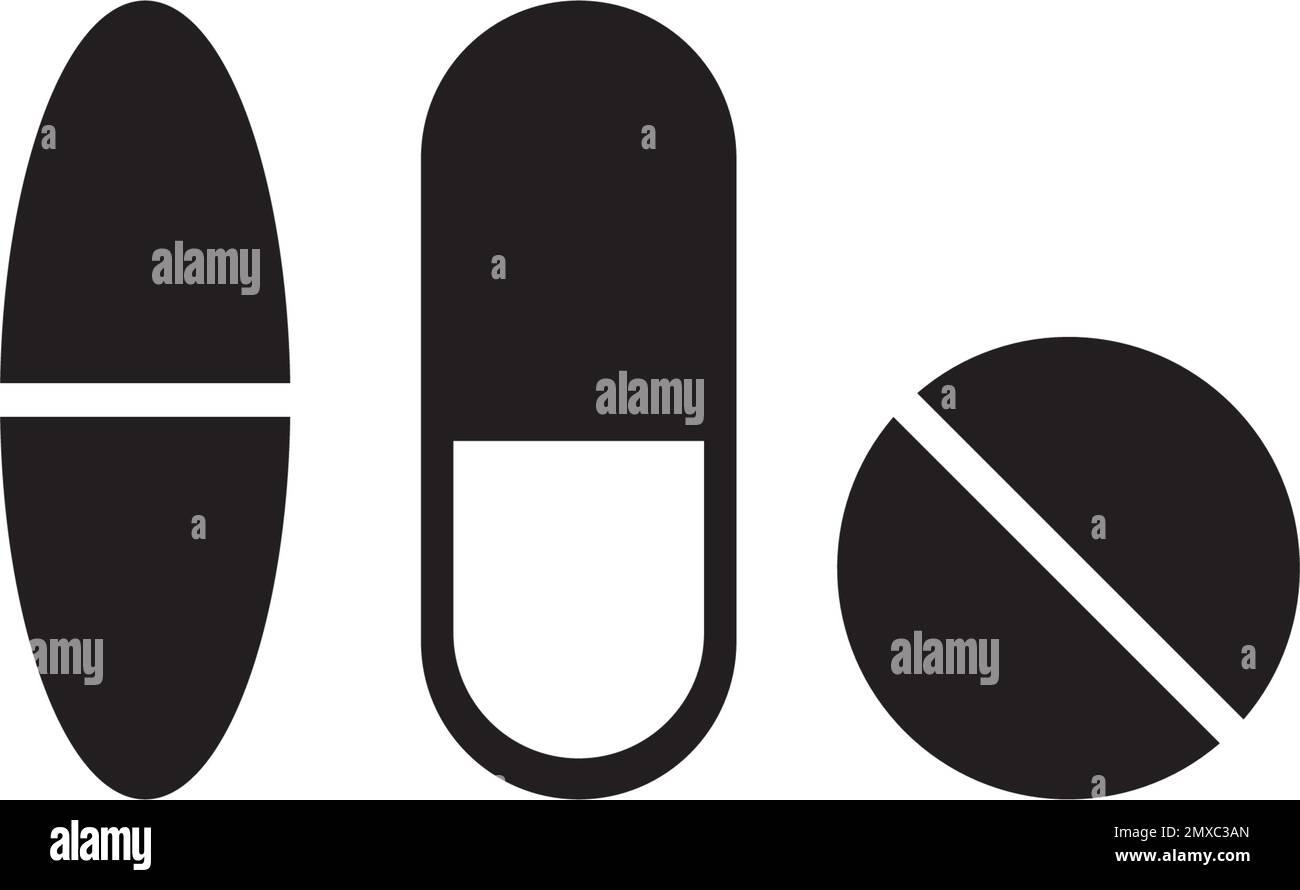 Disegno del logo di illustrazione vettoriale dell'icona del Pil medico. Illustrazione Vettoriale