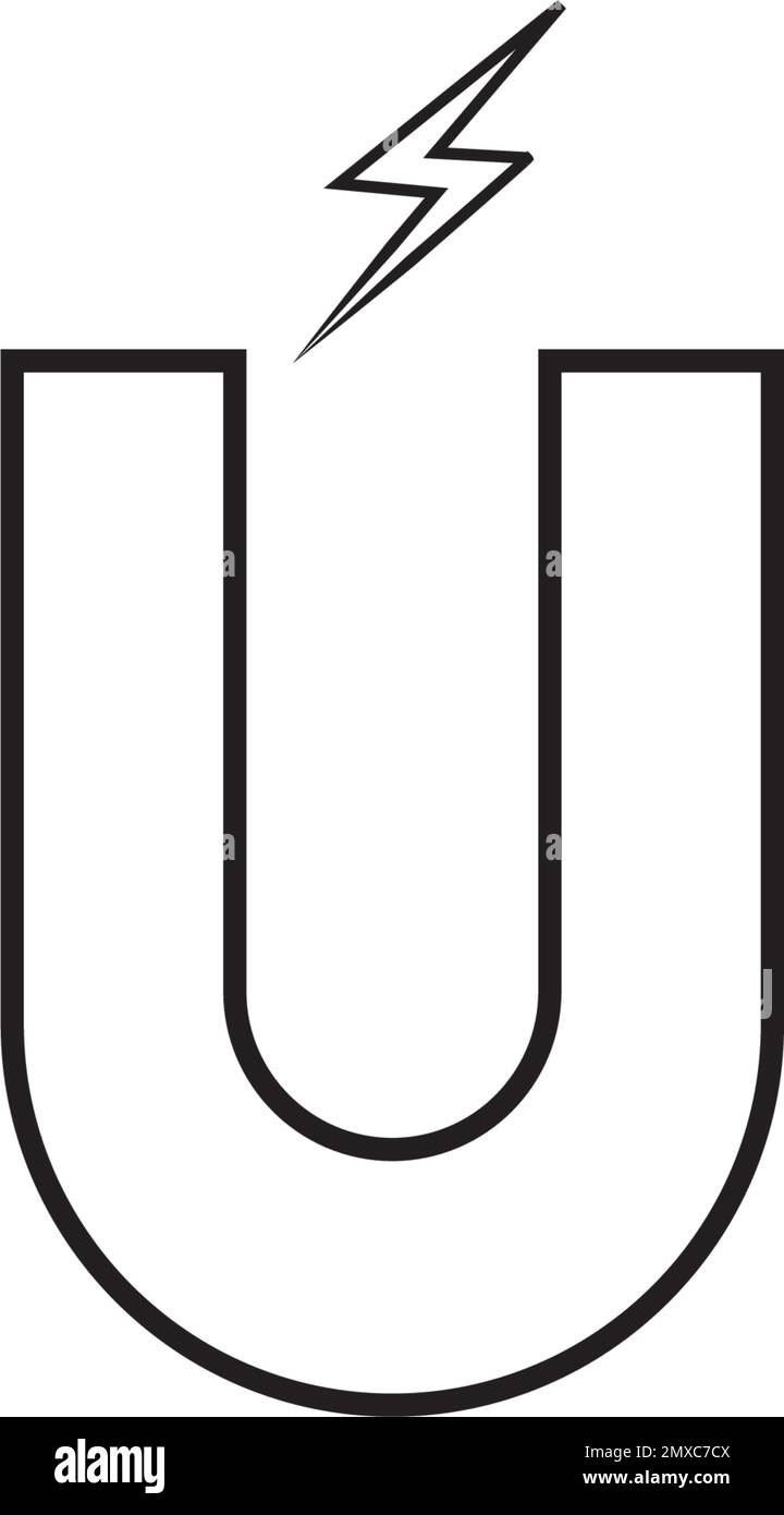 Disegno del logo raffigurante il vettore dell'icona del magnete. Illustrazione Vettoriale