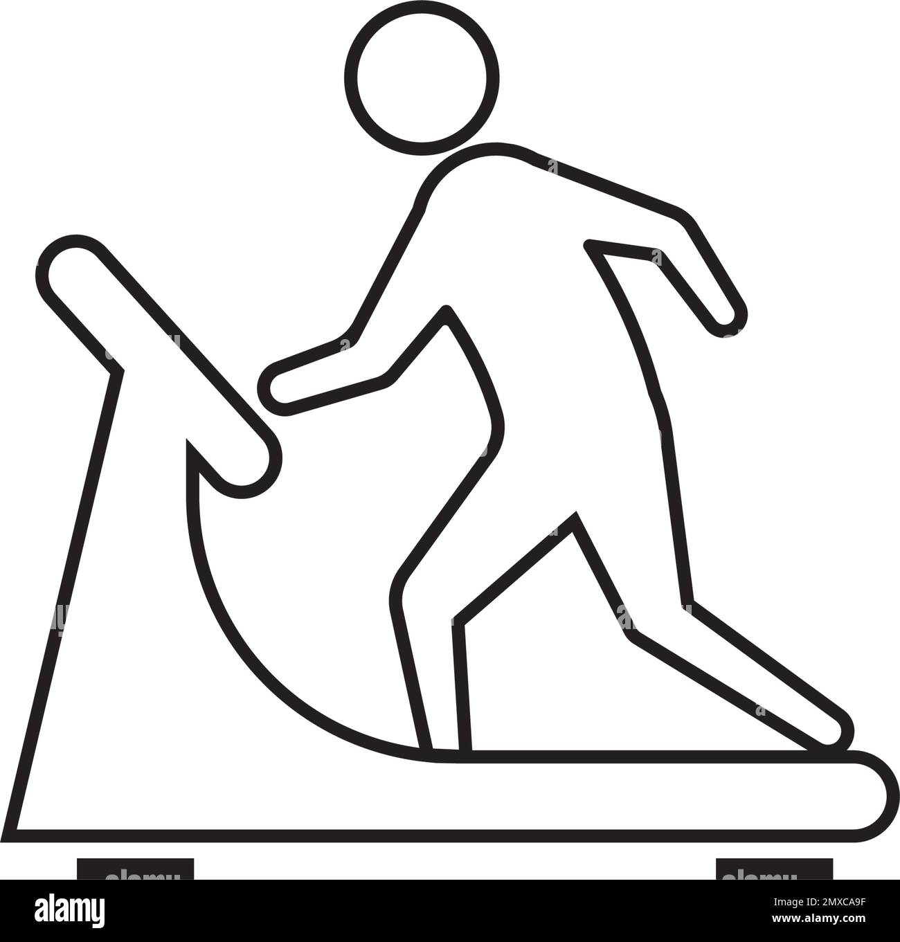 Uomo su elemento tapis roulant in stile piatto semplice su sfondo bianco Illustrazione Vettoriale