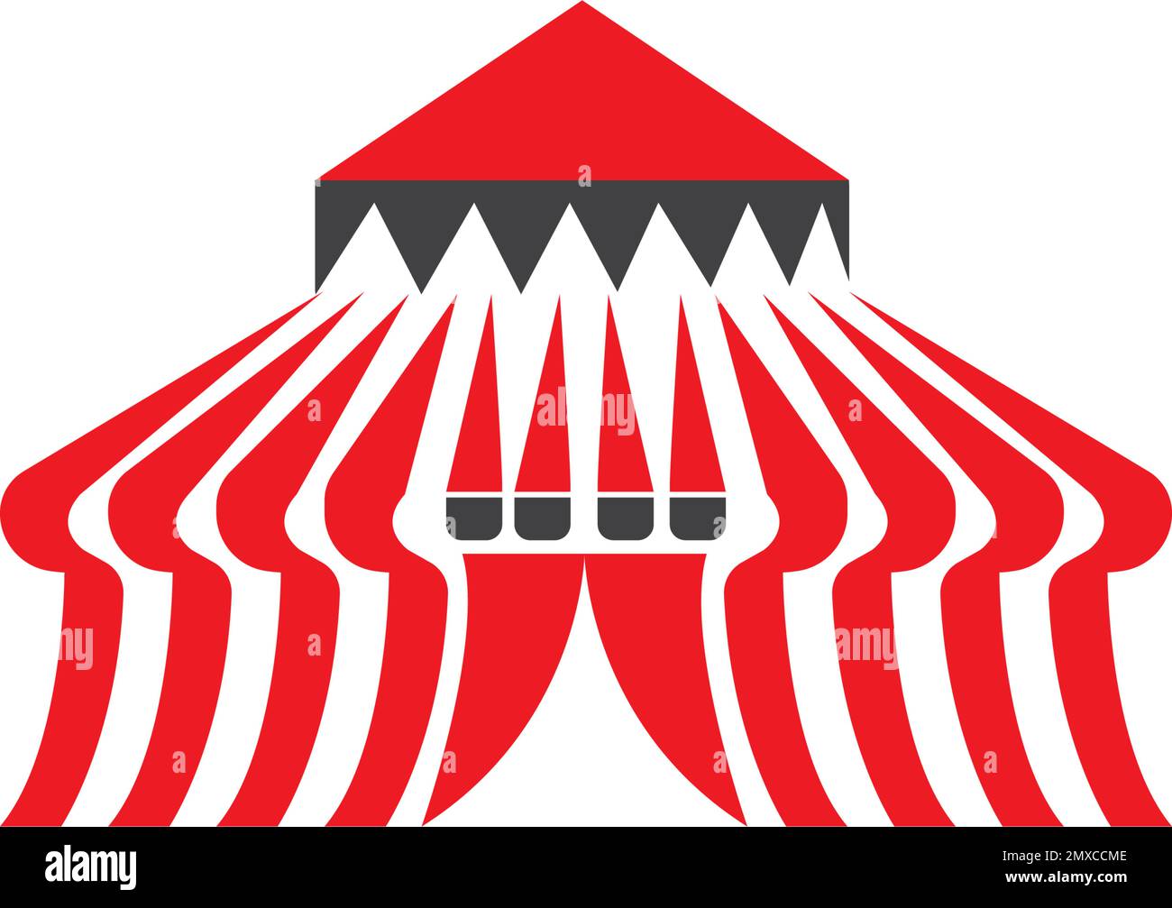 Disegno del logo dell'illustrazione vettoriale dell'icona della tenda. Illustrazione Vettoriale