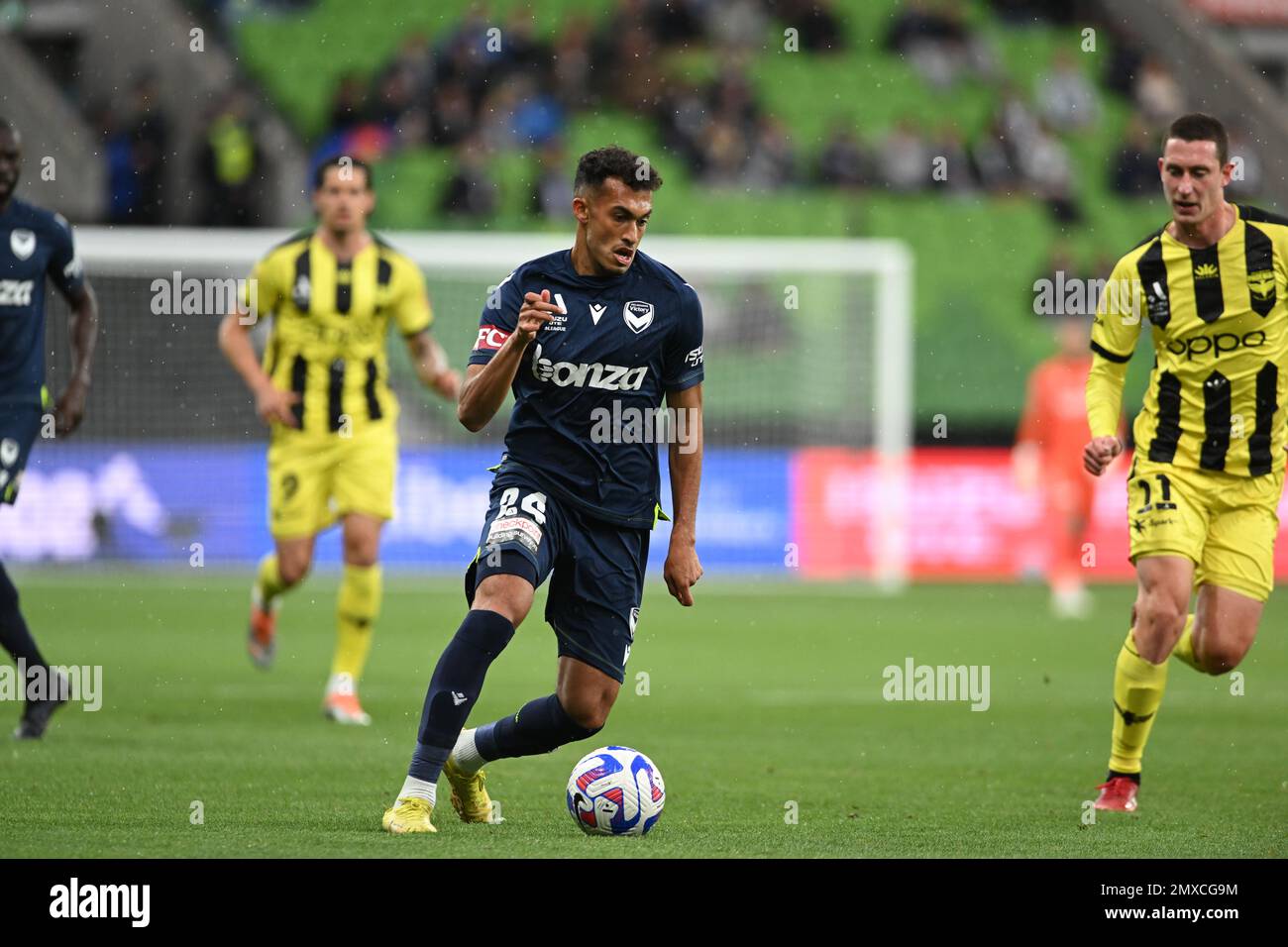 MELBOURNE, AUSTRALIA. 3 Feb 2023, Melbourne Victory v Wellington Phoenix all'AAMI Park. Nishan Velupillay. Credit: Karl Phillipson/Alamy Live News Foto Stock
