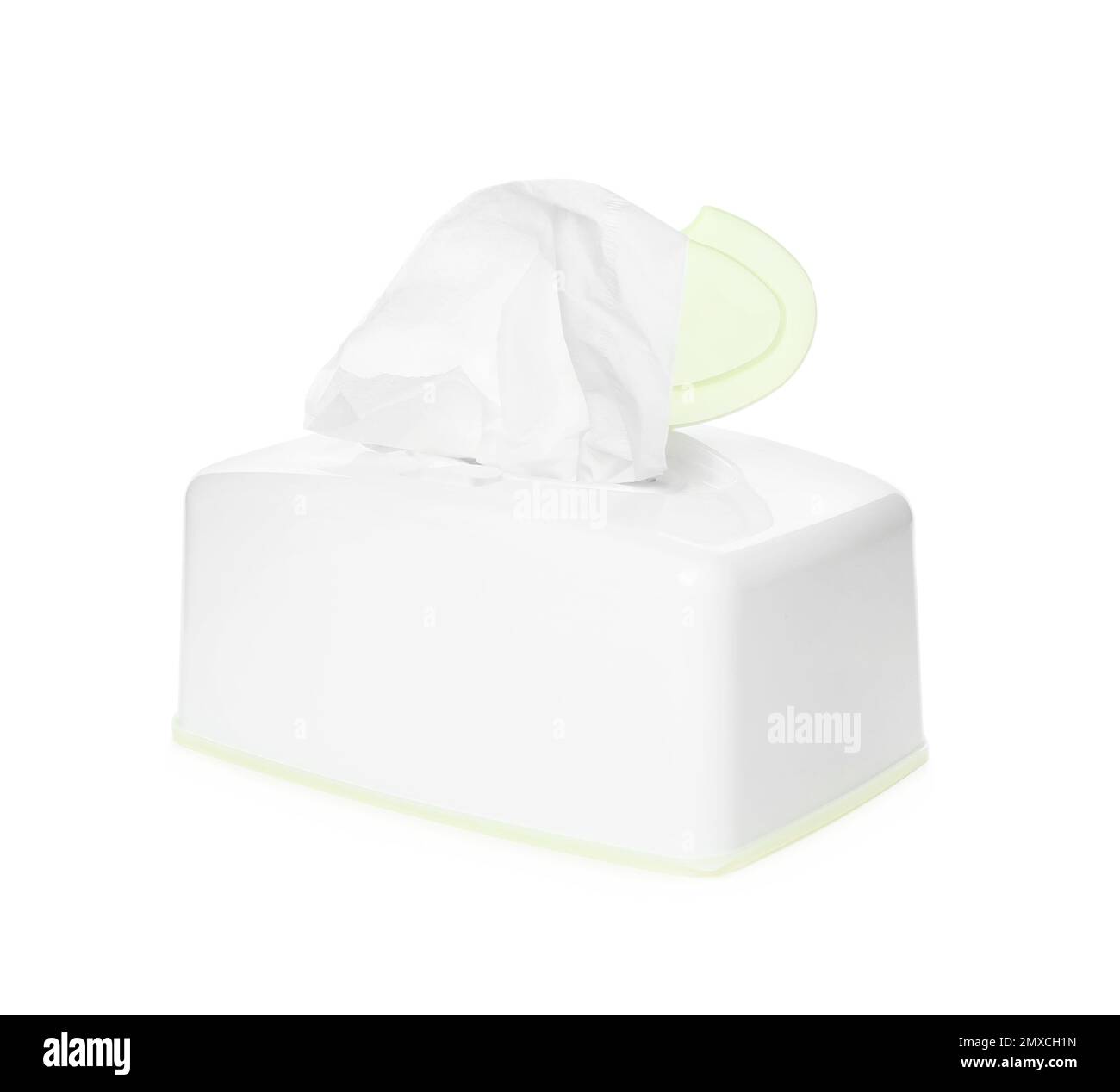Scatola di fazzolettini di carta isolati su bianco Foto Stock