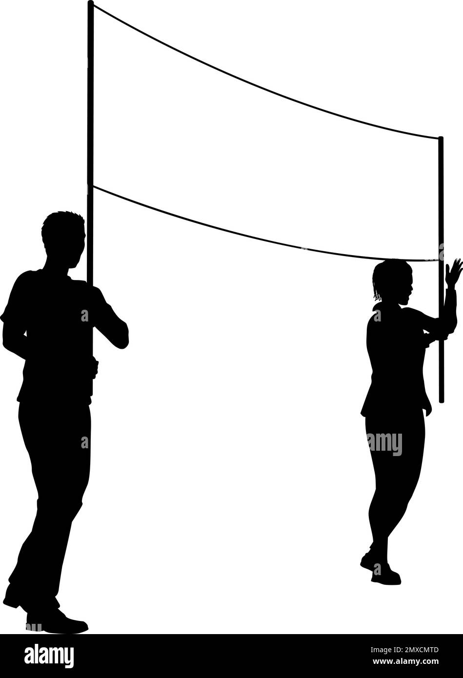 Banner Silhouette manifestanti al Rally Strike di marzo Illustrazione Vettoriale