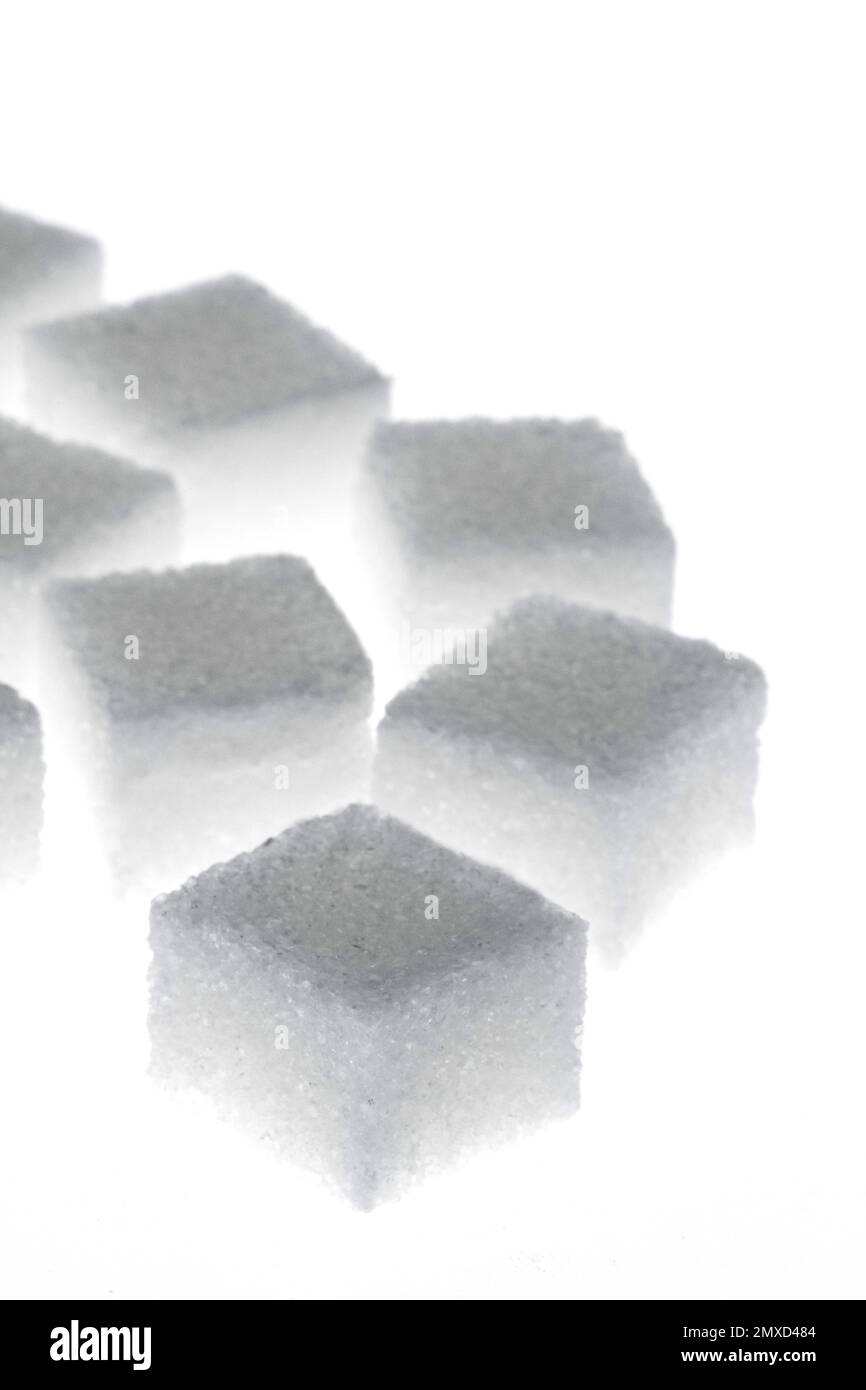 molti cubetti di zucchero Foto Stock