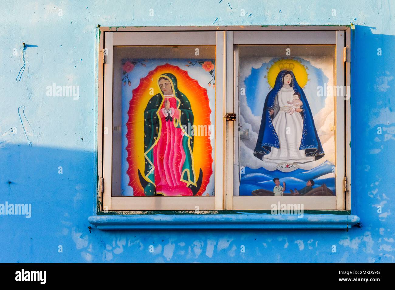 Nostra Signora di Guadalupe icone, villaggio di El Cuyo, Yucatan Messico Foto Stock