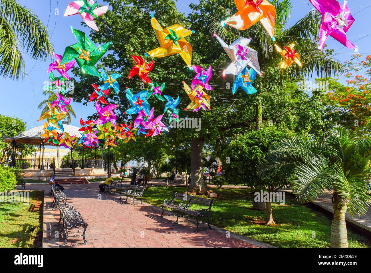 Piazza centrale, Città di Tizimin, Yucatan, Messico Foto Stock